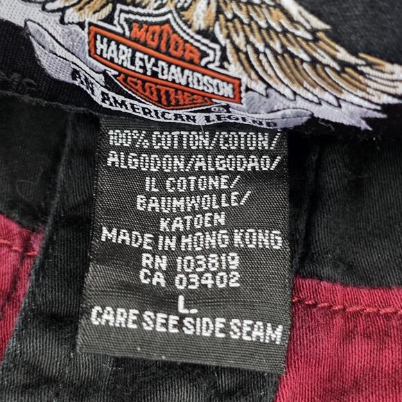 Vintage Harley-Davidson Shirt Mens Large Burgundy Short Sleeve Embroidered 90s - Picture 6 of 11